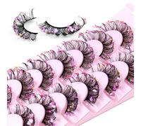 CHSEEO 7 Pares Lentejuelas Pestañas Postizas con Pegamento, 33MM Kit de Pestañas Postizas para Fiesta de Disfraces de Halloween, Navidad y Año Nuevo