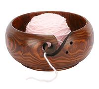 CHSEEO 8 pulgadas cuenco de alambre de madera palisandro lana titular de alambre de punto cuenco de almacenamiento de alambre gancho accesorios titular para tejer y ganchillo #2