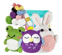 CHSEEO Crochet Kit Principiantes, 3 PCS Diseños de Animales Amigurumi Kit Principiantes con Tutoriales en Vídeo Amigables, Adecuado como Regalo de Cumpleaños, Acción de Gracias y Navidad