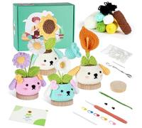 CHSEEO Crochet Kit Principiantes, 4 PCS Diseños Amigurumi Kit Principiantes con Tutoriales en Vídeo Amigables, Adecuado como Regalo de Cumpleaños, Acción de Gracias y Navidad