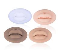 CHSEEO Labios para Práctica de Tatuajes, 4 Almohadillas Cuatro Colores de 3D Silicona de Piel de Labios Postiza 9 x 6 x 3 cm, Suministros para Tatuajes para Principiantes y Tatuadores Experimentados