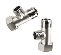 CHSEROK 3-Way Válvula Conector para Baño, 2 Piezas Válvula de Conexión de Tres Vías T, Cobre Válvula-Desviador 3 Vías Bide, Rosca Lateral de 9/16 Pulgadas, para Instalación de Tubería de Inodoro
