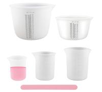 CHSEROK 5 Piezas Copas de Medición de Silicona, Silicona Vaso Medidor con Escala Graduada, 1000 ml/600 ml/100 ml/350 ml/250 ml Juego de Vasos Medidores, para Doméstico, Laboratorios y Talleres de DIY