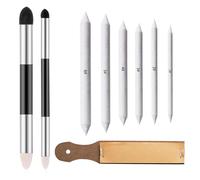 CHSEROK 9 Piezas Herramientas de Dibujo de Bocetos, Incluyendo Difuminadores de Carboncillo Doble Punta, Borrador Papel, Bloque de Papel Lija, Accesorios Difuminos, para Dibujo y Diseño Artístico