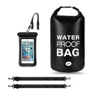 CHSEROK Bolsa Impermeable Playa, 20L Bolsa Estanca Impermeable Multifuncional, PVC Mochila Estanca Impermeabl Marine Black, Portátil Dry Bag con Funda de Teléfono para Deportes Acuáticos, Playa