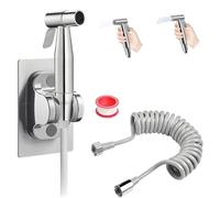 CHSEROK Ducha Bidet para Wc Set, Duchas Higienicas Para Wc de Acero Inoxidable, Bidet Pulverizador de Pared, Rociador de Bidé con Manguera Flexible de PE 3 Metros, para Cocina, Baño, Hotel