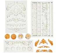 CHSG 3 PCS Molde de Silicona, Molde Silicona Bizcocho, Relieves Retro, Moldes de Silicona para Manualidades, para Decoraciones de Arcilla, Colgantes, Pasteles, Panes, Gelatinas, Chocolates