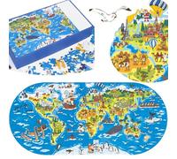 CHSG 300PCS Rompecabezas del Mapa Mundial, Cultivar la Concentración de los Niños, Puzzle Juguetes Niños Niña Rompecabezas Niños Regalo Atlas del Mundo, para Niños Juegos Educativo Infantiles