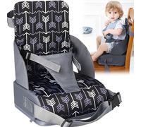 CHSG Alzador Silla Para Niños Comer, Asiento Elevador Portátil Para Mesa De Comedor, Fácil De Limpiar y Ajustable, 6 Meses - 4 Años Silla Para Comer Bebe, Para Familias, Restaurantes, Viajes (Negro)