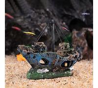 CHSG Artificial Acuario Barco Cueva, Naufragio Adorno, Decoración Hundido Resina para Pequeños Peces Camarón Tortuga para Paisajismo, para Usar En El Acuario, Pecera, Fuente, Adornos, Bricolaje