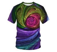 CHSLO Hombre 3D Estampado Camiseta Camiseta Geométrica De Verano Unisex con Estampado Digital 3D, Cuello Redondo, Manga Corta, Holgada, Transpirable, Elástica, Media Manga, Top Deportivo De Gran Tam