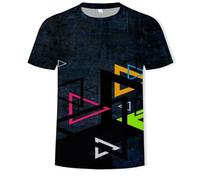 CHSLO Hombre 3D Estampado Camiseta Camiseta Geométrica De Verano Unisex con Estampado Digital 3D, Cuello Redondo, Manga Corta, Holgada, Transpirable, Elástica, Media Manga, Top Deportivo De Gran Tam