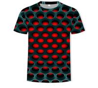 CHSLO Hombre 3D Estampado Camiseta Camiseta Geométrica De Verano Unisex con Estampado Digital 3D, Cuello Redondo, Manga Corta, Holgada, Transpirable, Elástica, Media Manga, Top Deportivo De Gran Tam