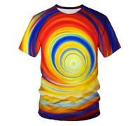 CHSLO Hombre 3D Estampado Camiseta Camiseta Geométrica De Verano Unisex con Estampado Digital 3D, Cuello Redondo, Manga Corta, Holgada, Transpirable, Elástica, Media Manga, Top Deportivo De Gran Tam