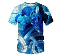 CHSLO Hombre 3D Estampado Camiseta Camiseta Geométrica De Verano Unisex con Estampado Digital 3D, Cuello Redondo, Manga Corta, Holgada, Transpirable, Elástica, Media Manga, Top Deportivo De Gran Tam