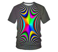 CHSLO Hombre 3D Estampado Camiseta Camiseta Geométrica De Verano Unisex con Estampado Digital 3D, Cuello Redondo, Manga Corta, Holgada, Transpirable, Elástica, Media Manga, Top Deportivo De Gran Tam