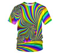CHSLO Hombre 3D Estampado Camiseta Camiseta Geométrica De Verano Unisex con Estampado Digital 3D, Cuello Redondo, Manga Corta, Holgada, Transpirable, Elástica, Media Manga, Top Deportivo De Gran Tam