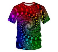 CHSLO Hombre 3D Estampado Camiseta Camiseta Geométrica De Verano Unisex con Estampado Digital 3D, Cuello Redondo, Manga Corta, Holgada, Transpirable, Elástica, Media Manga, Top Deportivo De Gran Tam