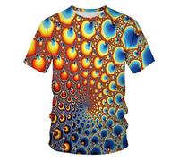 CHSLO Hombre 3D Estampado Camiseta Camiseta Geométrica De Verano Unisex con Estampado Digital 3D, Cuello Redondo, Manga Corta, Holgada, Transpirable, Elástica, Media Manga, Top Deportivo De Gran Tam