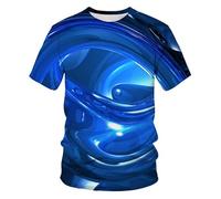 CHSLO Hombre 3D Estampado Camiseta Camiseta Geométrica De Verano Unisex con Estampado Digital 3D, Cuello Redondo, Manga Corta, Holgada, Transpirable, Elástica, Media Manga, Top Deportivo De Gran Tam