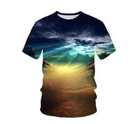 CHSLO Hombre 3D Estampado Camiseta Fotografía De Verano Paisaje Al Aire Libre Perro De Caza Motocicleta Camiseta Unisex con Impresión Digital 3D Cuello Redondo Manga Corta Suelta Elástica Media Mang