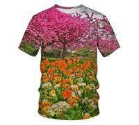 CHSLO Hombre 3D Estampado Camiseta Paisaje Natural De Verano, Camiseta Unisex con Estampado Digital 3D, Cuello Redondo, Camisa Holgada De Media Manga para Hombre, Top De Manga Corta De Gran Tamaño D