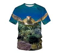 CHSLO Hombre 3D Estampado Camiseta Summer Underwater World Deep Sea Fish Camiseta Unisex con Estampado Digital 3D Cuello Redondo De Secado Rápido Camisa De Fondo De Media Manga Elástica Holgada De M