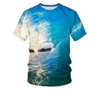 CHSLO Hombre 3D Estampado Camiseta Summer Underwater World Deep Sea Fish Camiseta Unisex con Estampado Digital 3D Cuello Redondo De Secado Rápido Camisa De Fondo De Media Manga Elástica Holgada De M