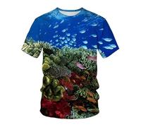 CHSLO Hombre 3D Estampado Camiseta Summer Underwater World Deep Sea Fish Camiseta Unisex con Estampado Digital 3D Cuello Redondo De Secado Rápido Camisa De Fondo De Media Manga Elástica Holgada De M