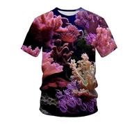 CHSLO Hombre 3D Estampado Camiseta Summer Underwater World Deep Sea Fish Camiseta Unisex con Estampado Digital 3D Cuello Redondo De Secado Rápido Camisa De Fondo De Media Manga Elástica Holgada De M