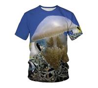 CHSLO Hombre 3D Estampado Camiseta Summer Underwater World Deep Sea Fish Camiseta Unisex con Estampado Digital 3D Cuello Redondo De Secado Rápido Camisa De Fondo De Media Manga Elástica Holgada De M