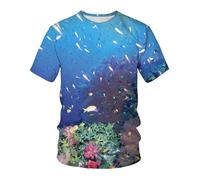 CHSLO Hombre 3D Estampado Camiseta Summer Underwater World Deep Sea Fish Camiseta Unisex con Estampado Digital 3D Cuello Redondo De Secado Rápido Camisa De Fondo De Media Manga Elástica Holgada De M