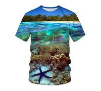 CHSLO Hombre 3D Estampado Camiseta Summer Underwater World Deep Sea Fish Camiseta Unisex con Estampado Digital 3D Cuello Redondo De Secado Rápido Camisa De Fondo De Media Manga Elástica Holgada De M