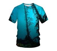 CHSLO Hombre 3D Estampado Camiseta Summer Underwater World Deep Sea Fish Camiseta Unisex con Estampado Digital 3D Cuello Redondo De Secado Rápido Camisa De Fondo De Media Manga Elástica Holgada De M