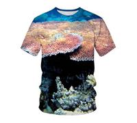 CHSLO Hombre 3D Estampado Camiseta Summer Underwater World Deep Sea Fish Camiseta Unisex con Estampado Digital 3D Cuello Redondo De Secado Rápido Camisa De Fondo De Media Manga Elástica Holgada De M