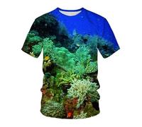 CHSLO Hombre 3D Estampado Camiseta Summer Underwater World Deep Sea Fish Camiseta Unisex con Estampado Digital 3D Cuello Redondo De Secado Rápido Camisa De Fondo De Media Manga Elástica Holgada De M