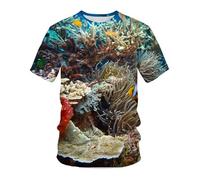 CHSLO Hombre 3D Estampado Camiseta Summer Underwater World Deep Sea Fish Camiseta Unisex con Estampado Digital 3D Cuello Redondo De Secado Rápido Camisa De Fondo De Media Manga Elástica Holgada De M