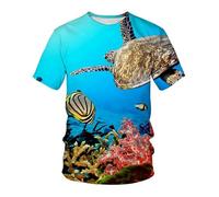 CHSLO Hombre 3D Estampado Camiseta Summer Underwater World Deep Sea Fish Camiseta Unisex con Estampado Digital 3D Cuello Redondo De Secado Rápido Camisa De Fondo De Media Manga Elástica Holgada De M