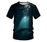 CHSLO Hombre 3D Estampado Camiseta Summer Underwater World Deep Sea Fish Camiseta Unisex con Estampado Digital 3D Cuello Redondo De Secado Rápido Camisa De Fondo De Media Manga Elástica Holgada De M
