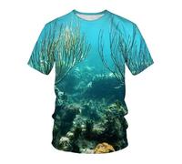 CHSLO Hombre 3D Estampado Camiseta Summer Underwater World Deep Sea Fish Camiseta Unisex con Estampado Digital 3D Cuello Redondo De Secado Rápido Camisa De Fondo De Media Manga Elástica Holgada De M