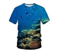 CHSLO Hombre 3D Estampado Camiseta Summer Underwater World Deep Sea Fish Camiseta Unisex con Estampado Digital 3D Cuello Redondo De Secado Rápido Camisa De Fondo De Media Manga Elástica Holgada De M