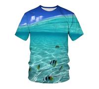 CHSLO Hombre 3D Estampado Camiseta Summer Underwater World Deep Sea Fish Camiseta Unisex con Estampado Digital 3D Cuello Redondo De Secado Rápido Camisa De Fondo De Media Manga Elástica Holgada De M