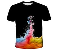 CHSLO Hombre 3D Estampado Camiseta Verano Inyección De Tinta Colorida De Humo Camiseta con Estampado Digital 3D Unisex, Cuello Redondo, Manga Corta, Holgada, Elástica, Transpirable, Deportiva, De Gr