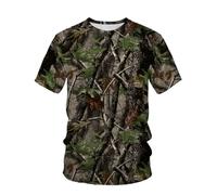 CHSLO Hombre 3D Estampado Camiseta Verano Selva Bosque Caza Unisex 3D Camiseta Impresa Digital Cuello Redondo Manga Corta Suelta Fitness Estiramiento Transpirable Deportes Top De Gran Tamaño