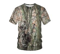 CHSLO Hombre 3D Estampado Camiseta Verano Selva Bosque Caza Unisex 3D Camiseta Impresa Digital Cuello Redondo Manga Corta Suelta Fitness Estiramiento Transpirable Deportes Top De Gran Tamaño