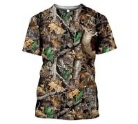 CHSLO Hombre 3D Estampado Camiseta Verano Selva Ciervos Jabalí Animal Unisex Impresión Digital 3D Camiseta Cuello Redondo Hombres Manga Corta Suelta Fitness Estiramiento Transpirable Deportes Top De