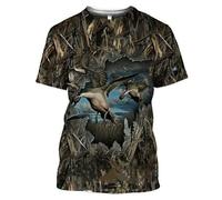 CHSLO Hombre 3D Estampado Camiseta Verano Selva Ciervos Jabalí Animal Unisex Impresión Digital 3D Camiseta Cuello Redondo Hombres Manga Corta Suelta Fitness Estiramiento Transpirable Deportes Top De