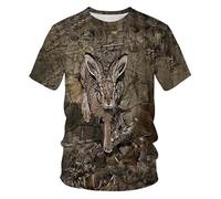 CHSLO Hombre 3D Estampado Camiseta Verano Selva Ciervos Jabalí Animal Unisex Impresión Digital 3D Camiseta Cuello Redondo Hombres Manga Corta Suelta Fitness Estiramiento Transpirable Deportes Top De