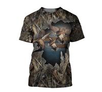 CHSLO Hombre 3D Estampado Camiseta Verano Selva Ciervos Jabalí Animal Unisex Impresión Digital 3D Camiseta Cuello Redondo Hombres Manga Corta Suelta Fitness Estiramiento Transpirable Deportes Top De