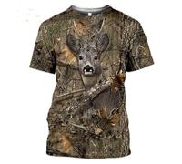 CHSLO Hombre 3D Estampado Camiseta Verano Selva Ciervos Jabalí Animal Unisex Impresión Digital 3D Camiseta Cuello Redondo Hombres Manga Corta Suelta Fitness Estiramiento Transpirable Deportes Top De